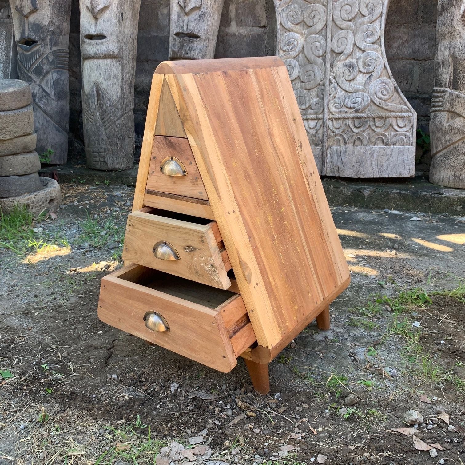 Triangle Decoration Storage 3 Draws - Recycled Wood