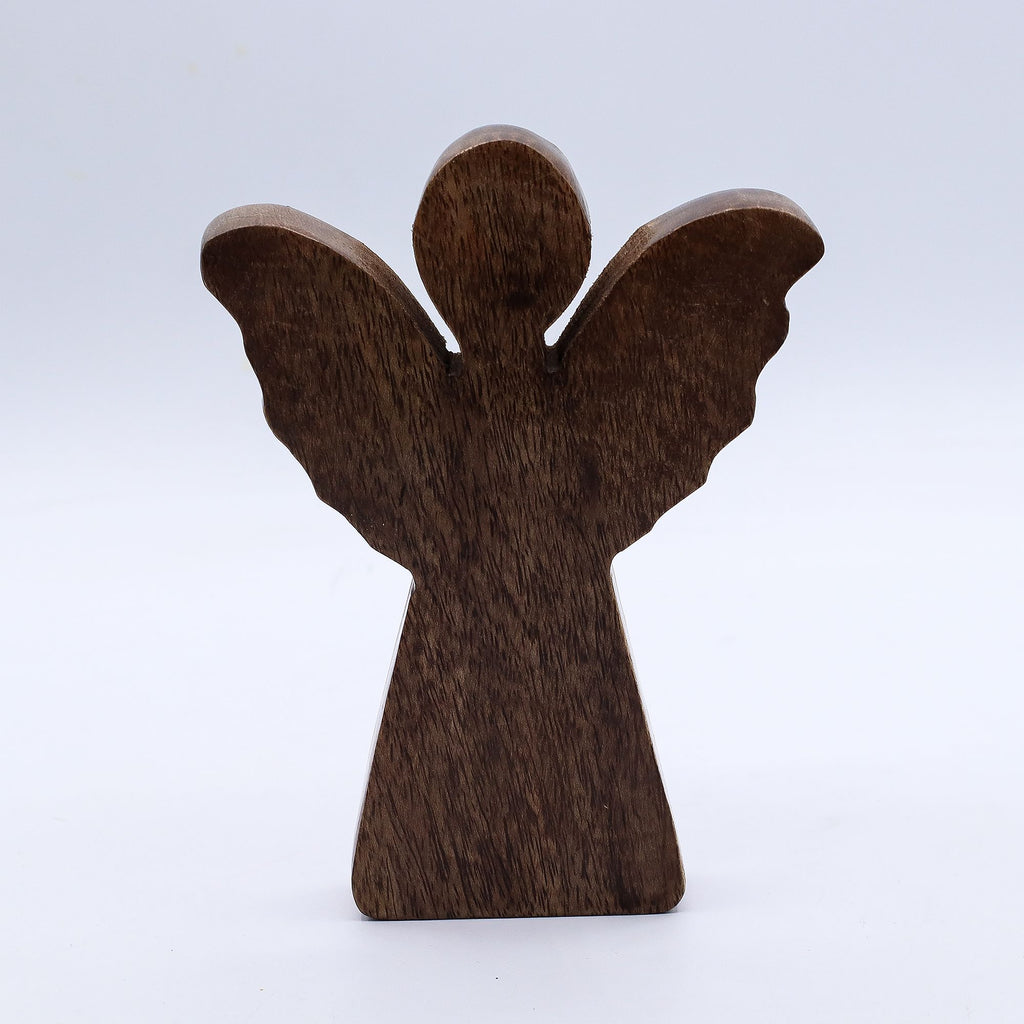Medium Mango Wood Angel - Gold Decor 16cm