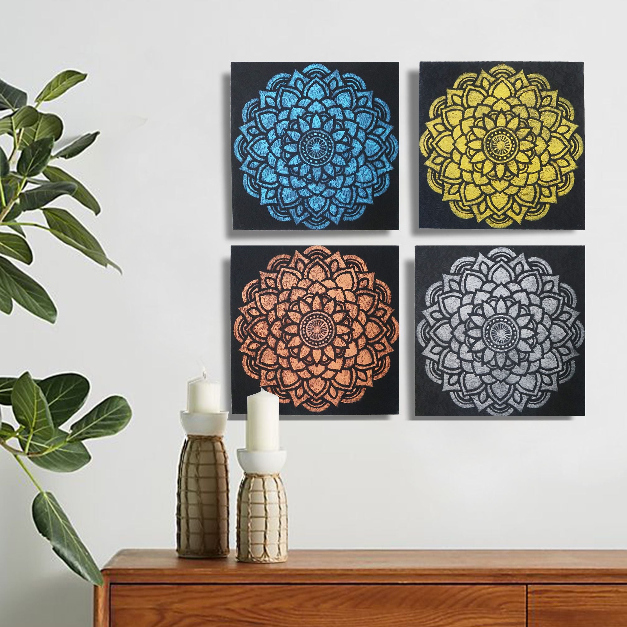 Set of 4 Mandala Brocade Detail 30cm x 30cm