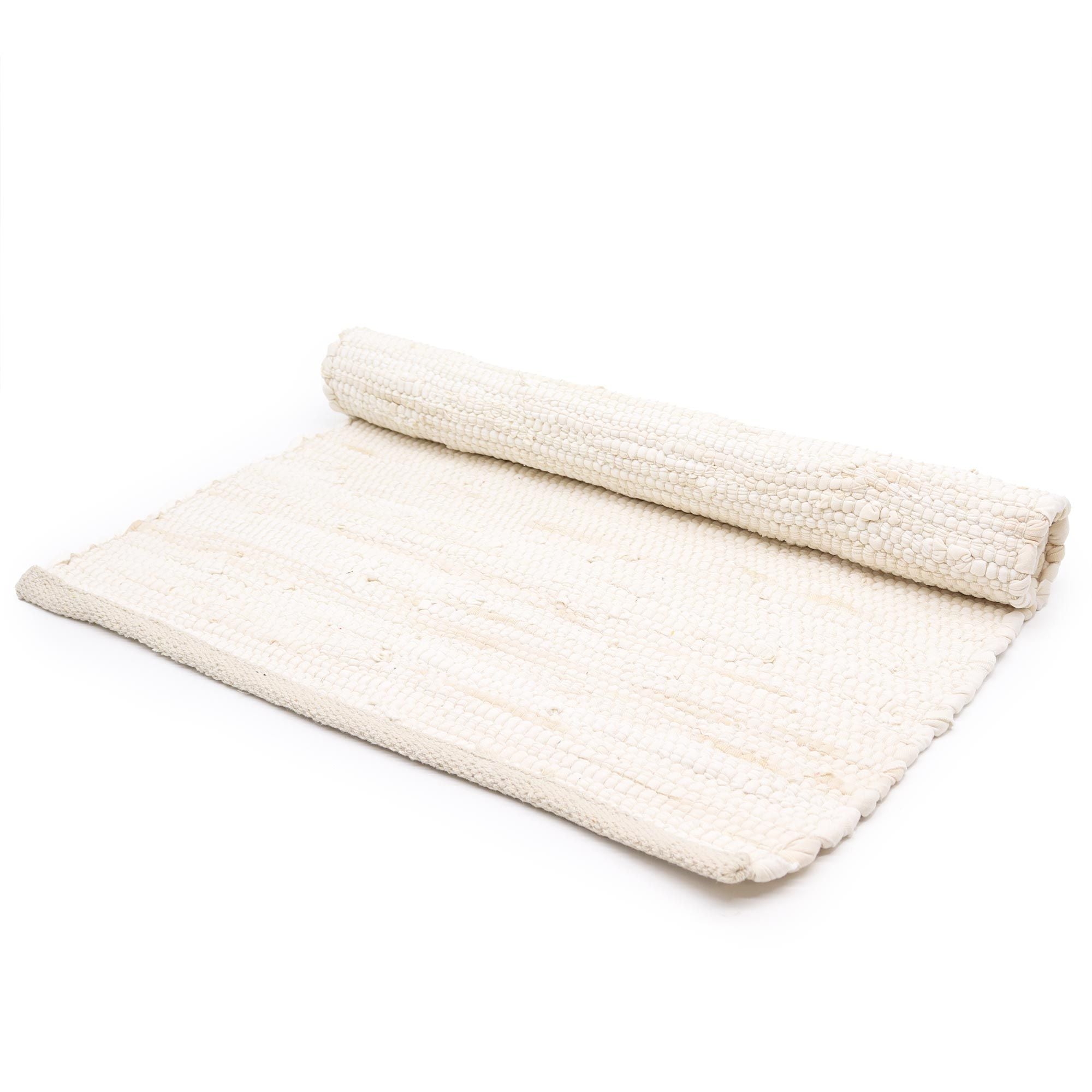 Indian Handloom Cotton Rug - Cream