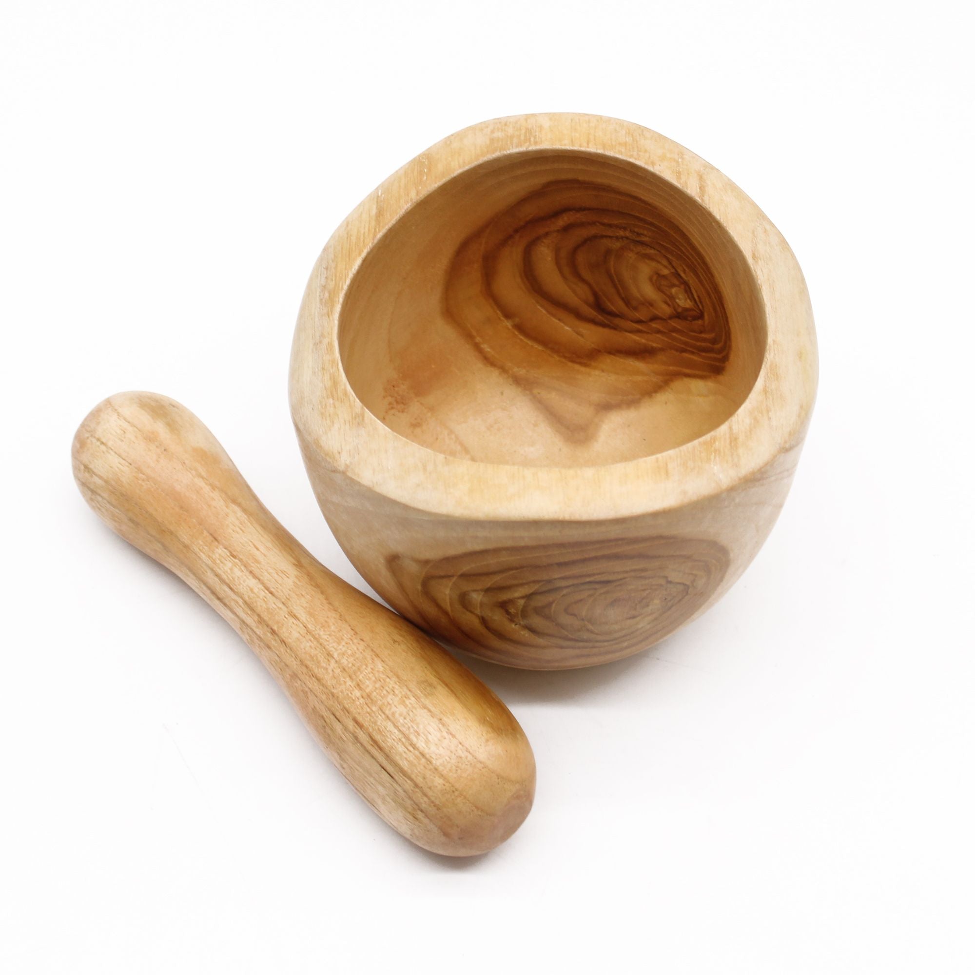Hand-Carved Teak Mortar & Pestle Medium
