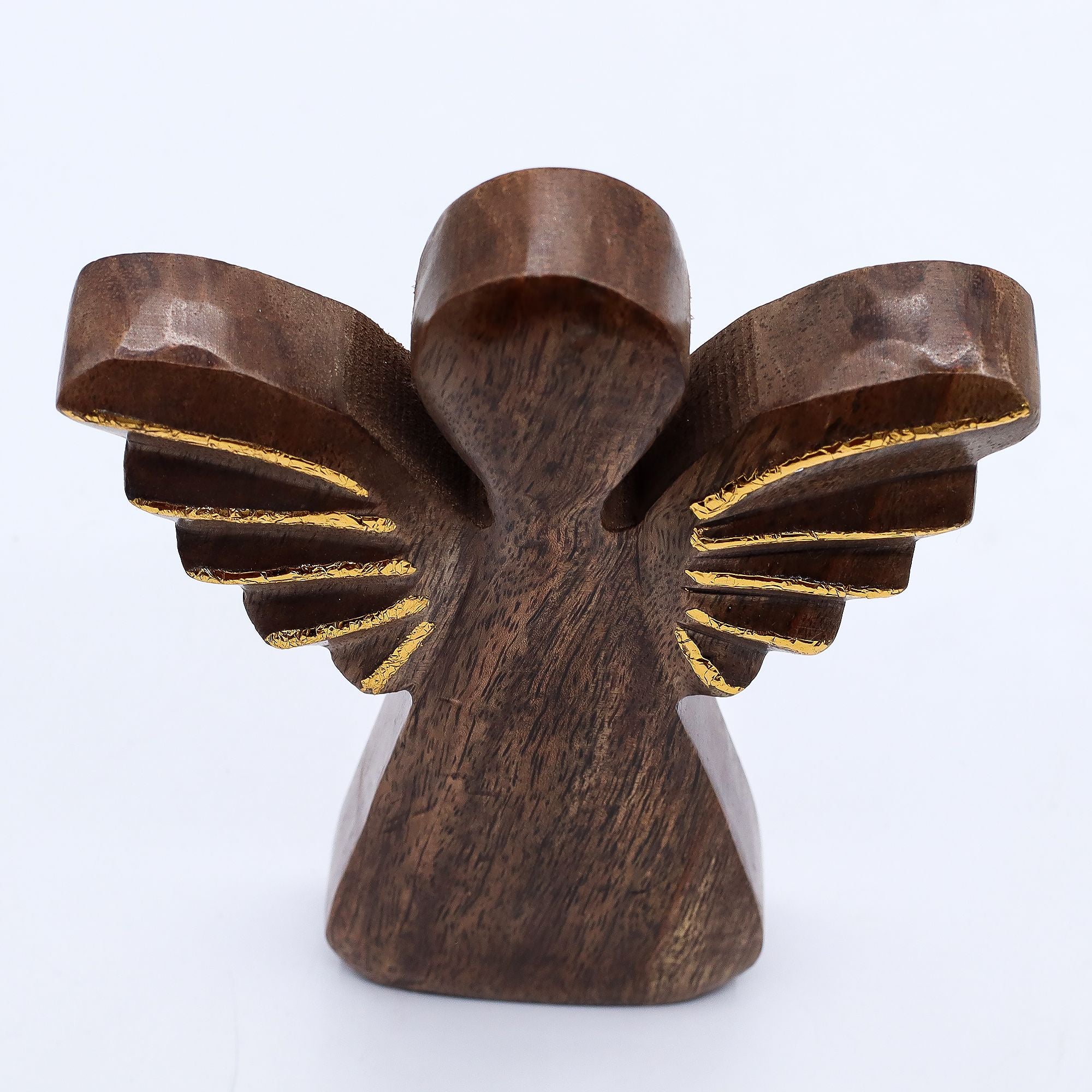 Large Mango Wood Angel - Gold Decor 19cm