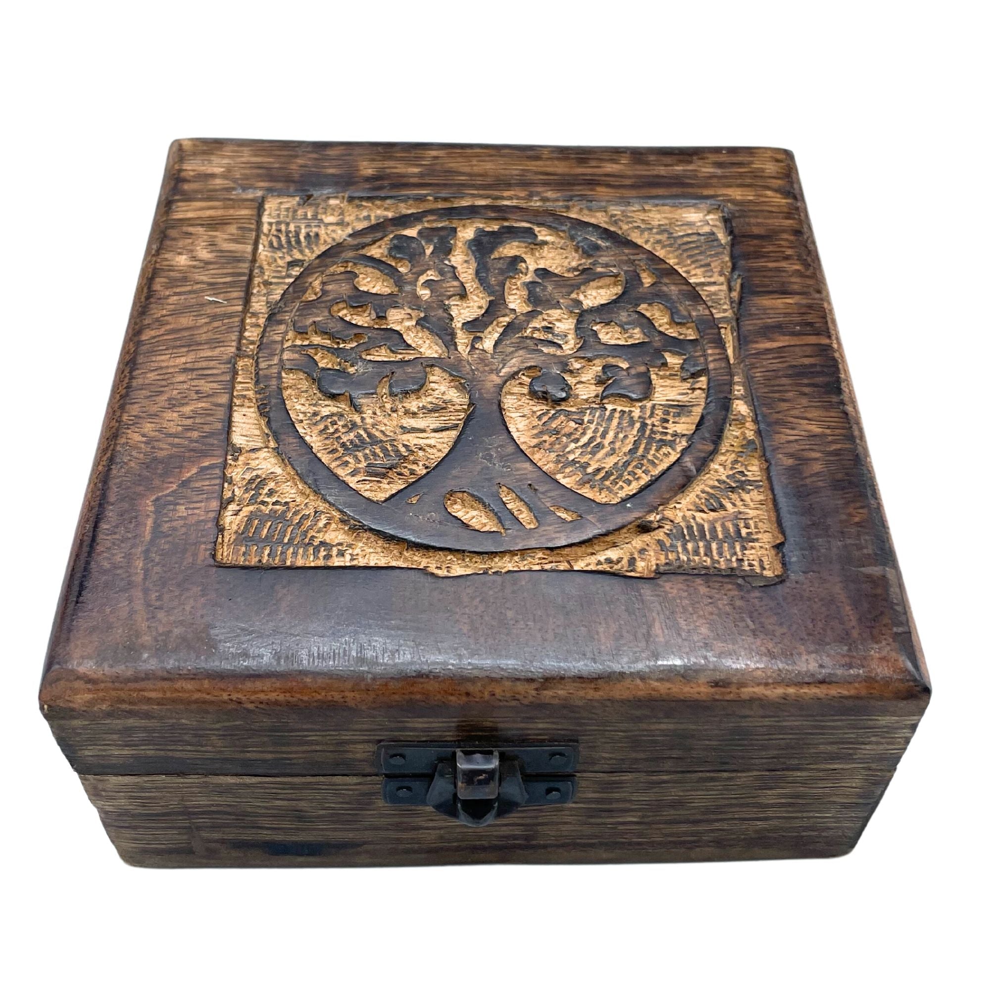 Mango Wood Keepsake Box - Tree of Life - Square