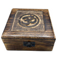 Mango Wood Keepsake Box - Om - Square