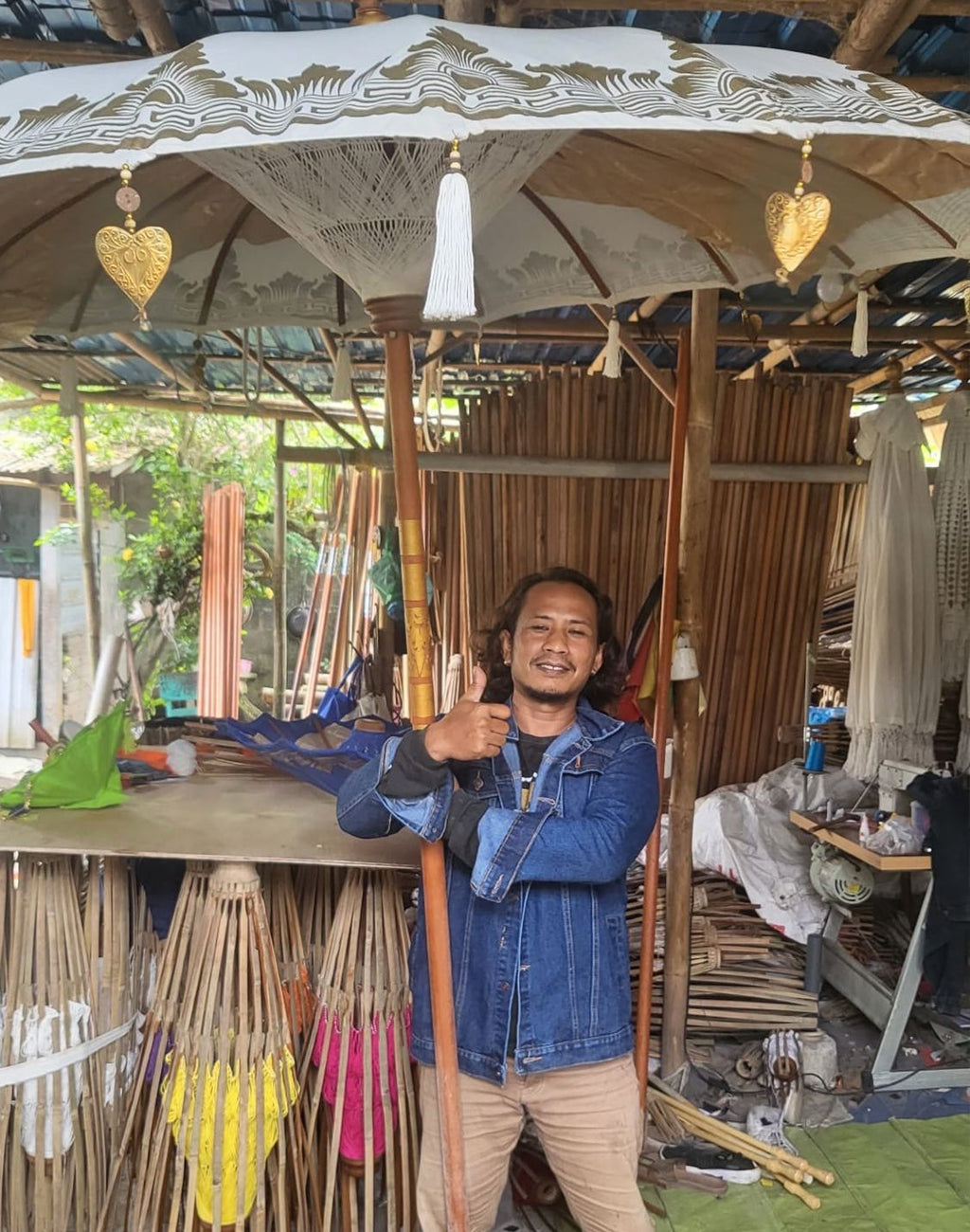 Hand-crafted Balinese Parasol Turquoise