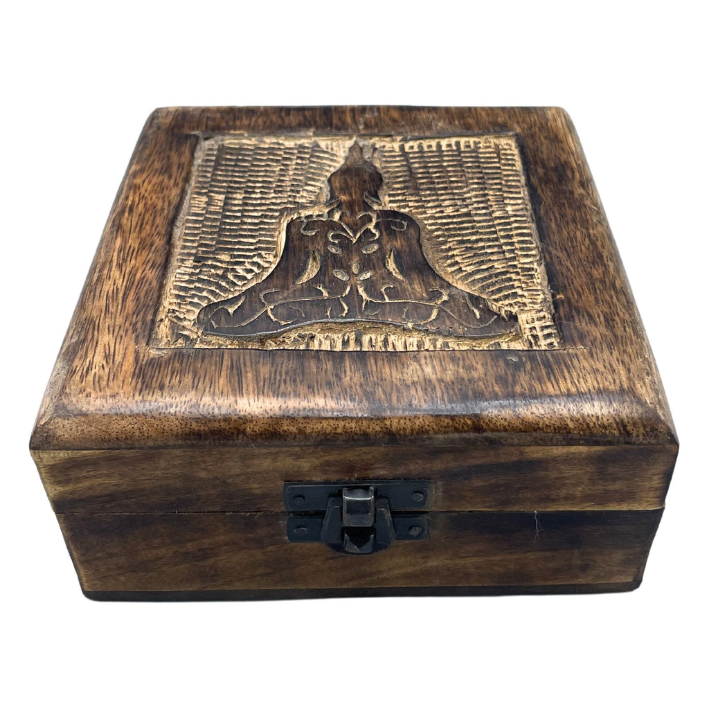 Mango Wood Keepsake Box - Buddha - Square
