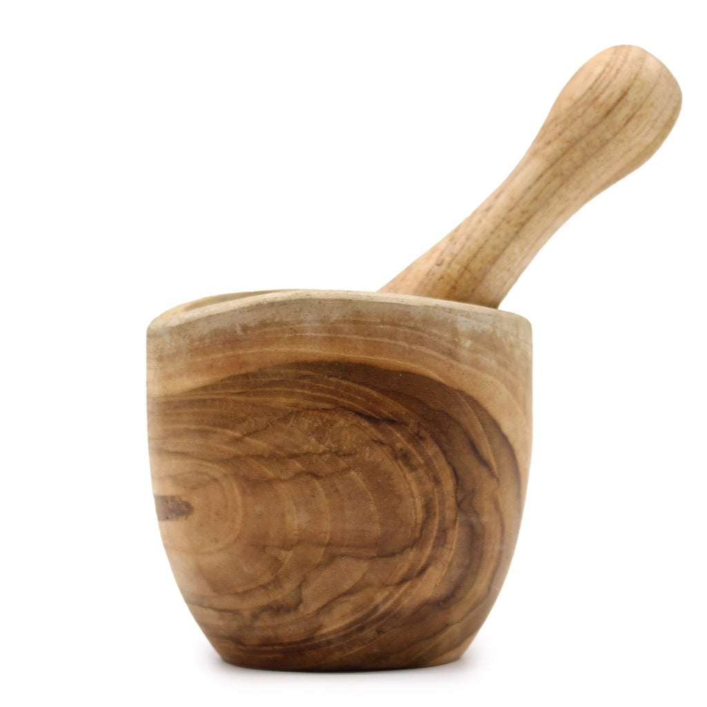 Hand-Carved Teak Mortar & Pestle Small