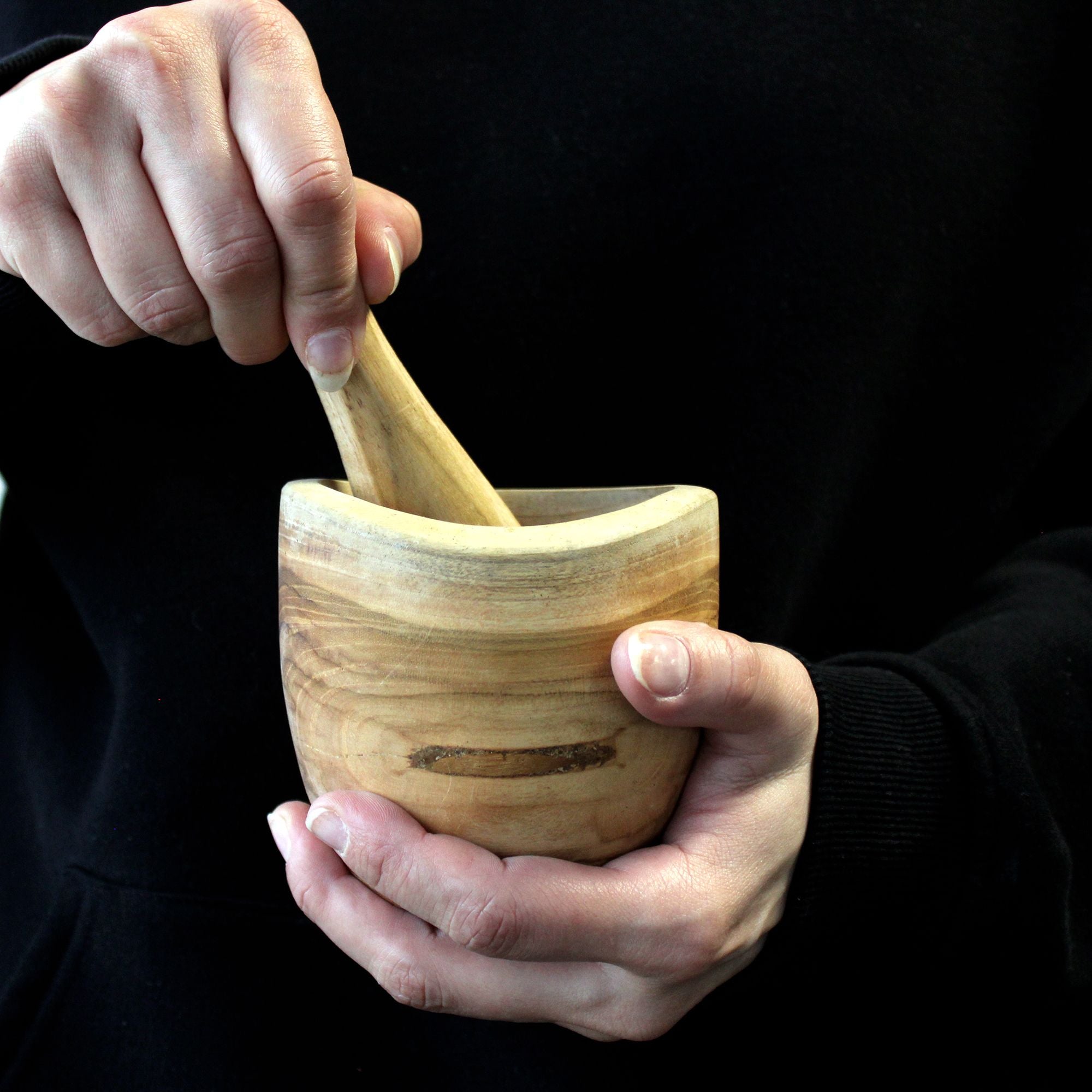 Hand-Carved Teak Mortar & Pestle Small