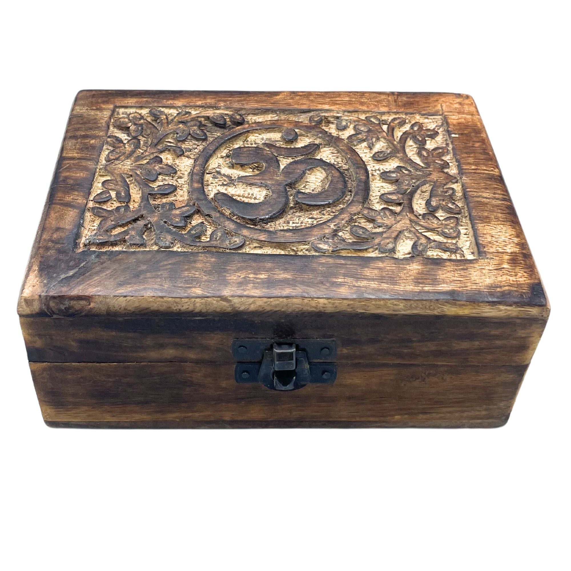 Mango Wood Keepsake Box - Om - Medium