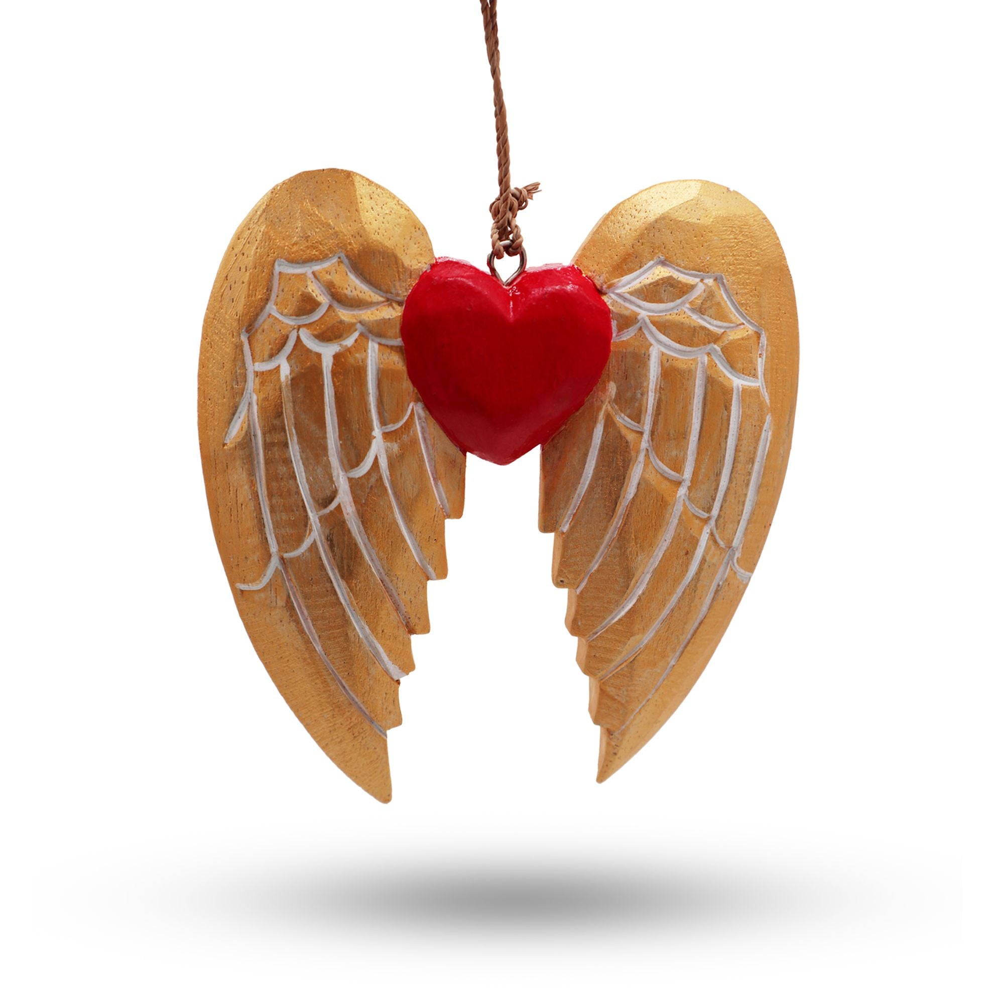 Gold Angel Wing & Heart with white detail
