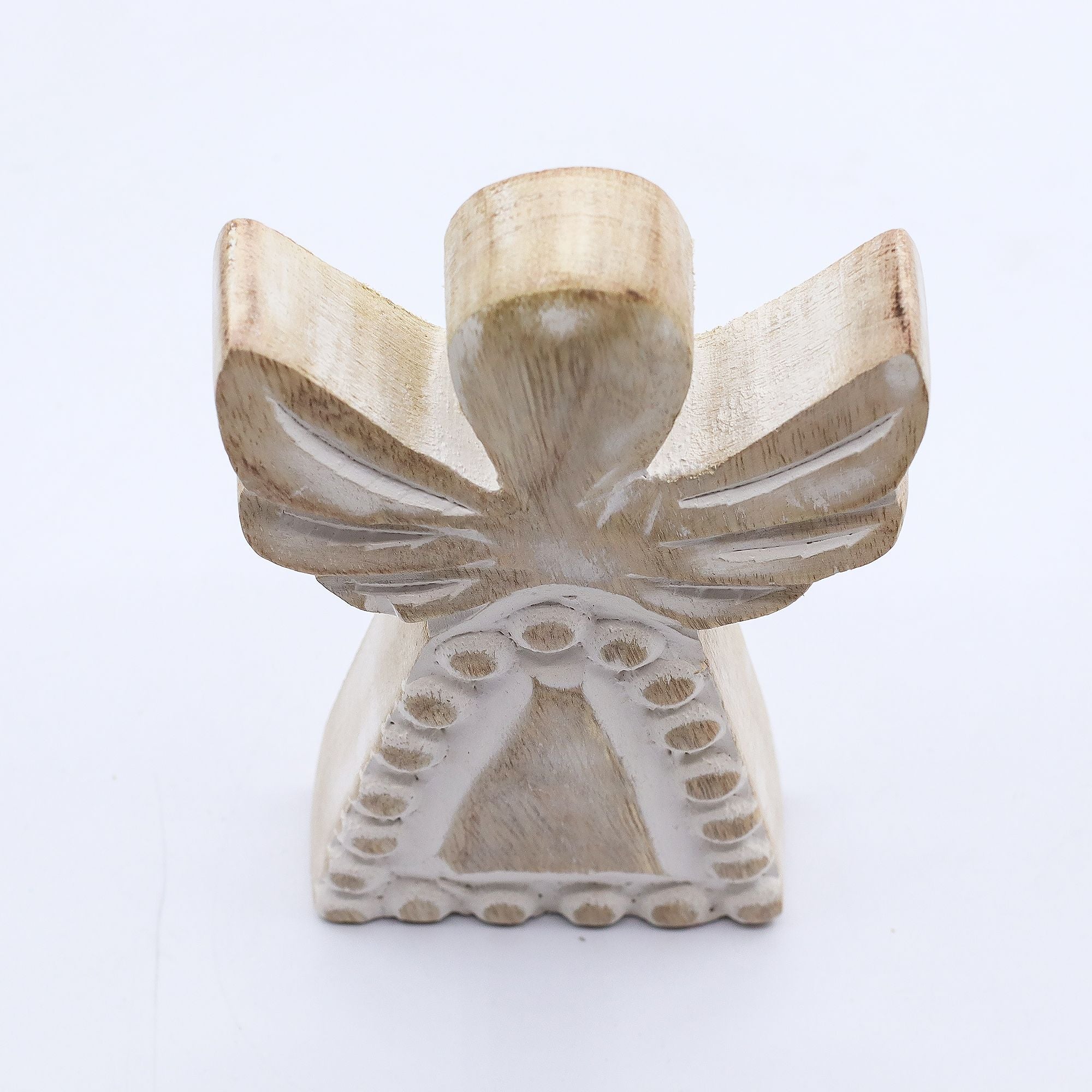 Mango Wood Angel - Whitewash 13cm
